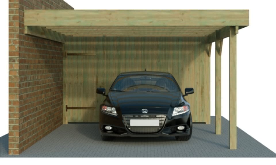 Konfigurator Einzelcarport zum Anbau mit Abstellraum